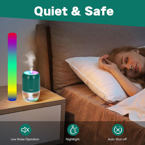 Mini Humidifiers for Bedroom, 200ml Cool Mist Humidifiers for Home Nursery Indoor Plants, Room Humidifiers for Bedroom Quiet Easy Clean Auto Shut-...