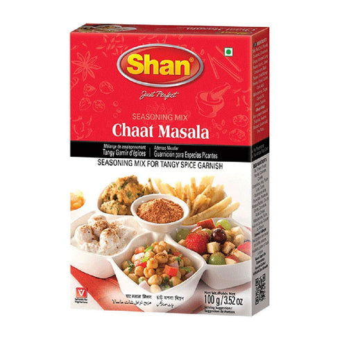 Shan - Chaat Masala Seasoning Mix (100g) - Spice Packets for Tangy and Spicy Garnish (Pack of 6)...