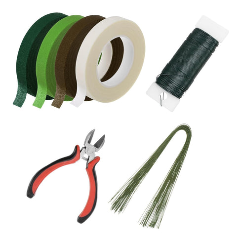 Floral Arrangement Kit, 4 Rolls 30 Yards Floral Tape and Wire Cutter with Green Floral Stem Wire and 22 Gauge Green Floral Wire for Floral Arrangi...