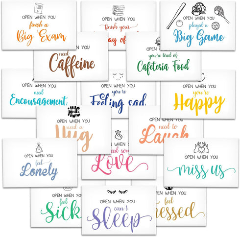 Colorful Open When Envelopes, Romantic Long Distance Relationship Gift for Teen Student Couples, University Self Care Package Go to School Friends...