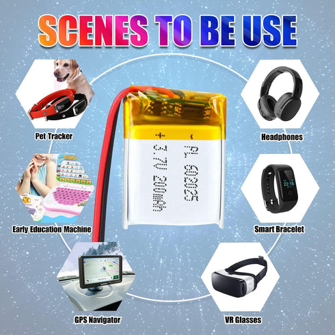 3.7V 200mAh 602025 Lipo Battery Rechargeable Lithium Polymer ion Battery Pack with PH2.0mm JST Connector...