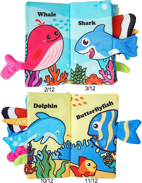 Baby Plush Cloth Book Toy ,Soft Crinkle Books for Babies, Non Toxic Fabric Touch and Feel Crinkle Cloth Books Early Educational Stimulation Toys f...