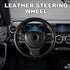 Leather Steering Wheel Cover, Stitch On Wrap, Breathable Anti-Slip Car Steering Wheel Protector for Max Diameter 15'', DIY Sewing with Needle Thre...