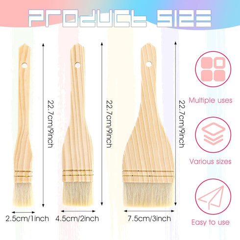 3 Pcs Hake Brushes Flat Watercolor Brushes Artist Painting Brushes Soft Sheep Hair Brushes for Ceramic Pottery Paint Painting White...