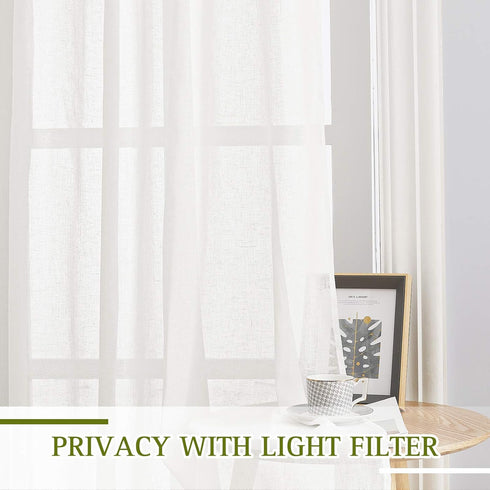 NICETOWN Linen Curtains Semi Sheer Bedroom Window Curtains, Grommet Casual 72" Long Thick Semitransparent Flax Sheer Window Treatment Privacy for ...