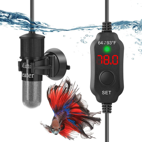Super Mini Aquarium Heater 10W Betta Heater Adjustable Submersible Fish Heater Small Fish Tank Heater Turtle Heater with Digital Display Thermosta...