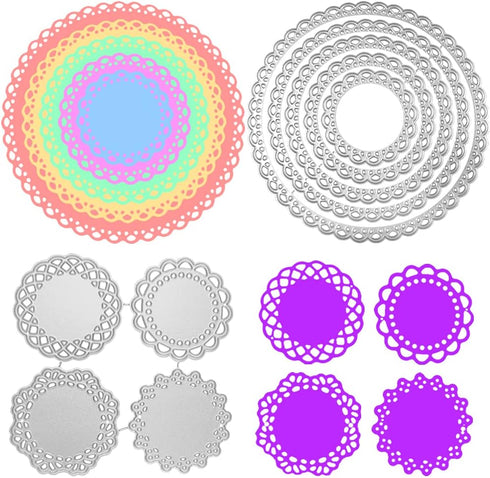 2 Set Flower Dies for Card Making, FineGood 9 PCS Metal Cutting Dies Circle Lace Die Cuts DIY Craft Die Cutters for Card Making Scrapbooking Album...