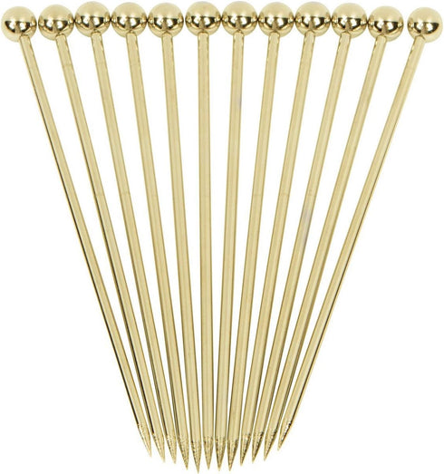 Cocktail Picks Stainless Steel Martini Skewer Reusable Ball Top,Gold (Set of 12)...