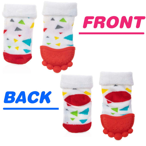 Nuby Soothing Teether Sock, Red Triangles...