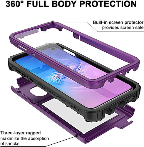 WeLoveCase Galaxy S10e Wallet Case Built in Screen Protector S10e Defender Wallet Card Holder Cover with Hidden Mirror 3 Layer Shockproof Heavy Du...