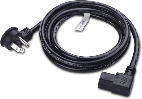 Cable Matters 2-Pack 16 AWG Low Profile Right Angle Power Cord, 90 Degree Power Cord, 6 Feet (NEMA 5-15P to Angled IEC C13)...