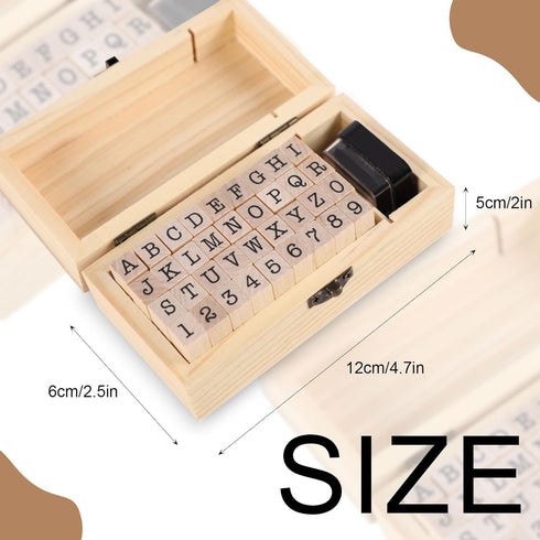 Wooden Rubber Stamps Set - 36 PCS Small Vintage Alphabet Letter Number Stamps Kit with Storage Box for Scrapbook,DIY Craft Card,Painting,Photo Alb...