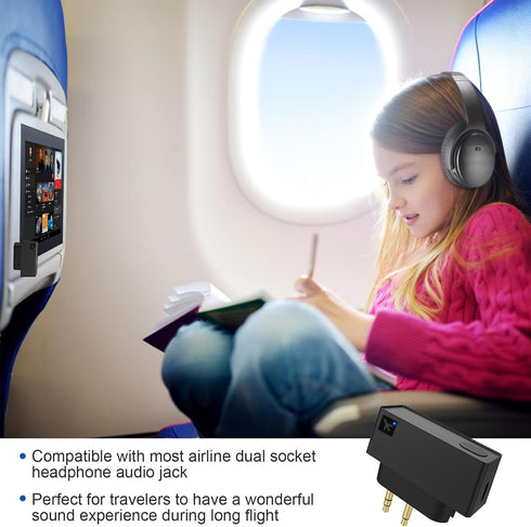 Airplane Bluetooth Audio Adapter for Wireless Headphones and Any 3.5mm Aux Jack on Airplane, Bluetooth 5.3 Transmitter Receiver Fits for TV, iPad,...