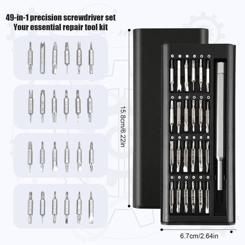 49 in 1 Precision Screwdriver Set, Professional Tiny Screwdriver Kit Small Screwdriver Set Reliable Magnetic Repair Tool Kit for Phone Computer La...