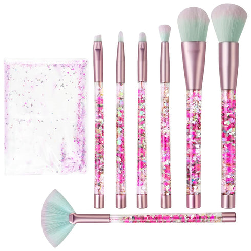 Makeup Brush set Unicorn Elf,Glitter Unicorn Foundation Sparkles Cute Fan Powder Blush Lip Highlight Eye shadow Eyebrow Makeup Brushes Set with Li...