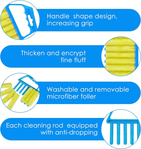 2 Pcs Window Venetian Blind Cleaner Duster Tool Washable 7 Fingers Dusting Cleaner and Air Vent Shutter Brush Blinds Air Conditioner Fan Duster Di...