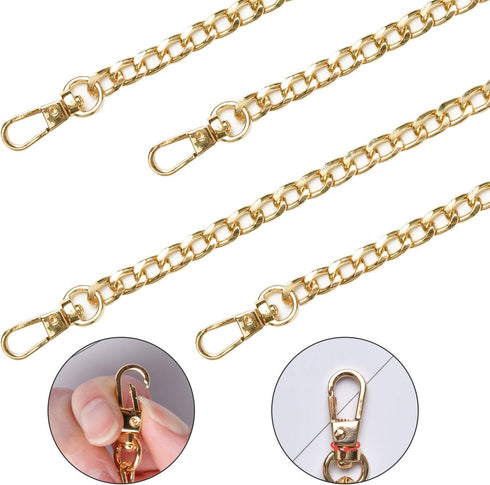 Supkiir Purse Chain Strap, 3Pcs Luxury Fashion 47 Inche Replacement Flat Metal Chain with Buckles Set for DIY Shoulder Cross Body Bag Handbag Purs...