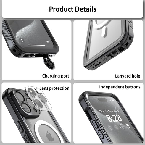 Waterproof Case for iPhone 15 Pro Max Case Anti-Scratch, Full-Body Shockproof,Dustproof, Anti-Stain,Camera Lens Protector Phone Case with Build-in...