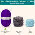 Chenille Chunky Yarn Super Bulky Soft Thick Fluffy Jumbo Giant Washable Polyester Big Yarn DIY for Arm Knit Blanket Cushion Bed Sofa Home Decor,Pu...