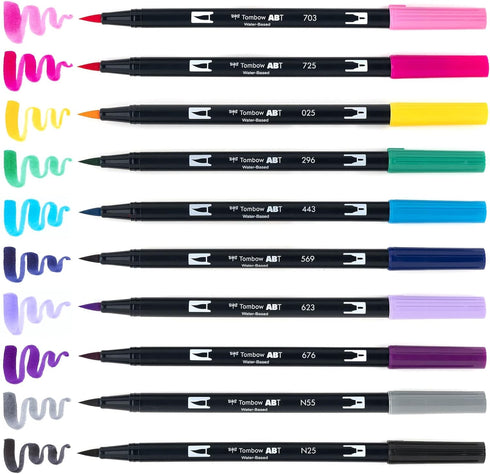 Tombow 56188 Dual Brush Pen Art Markers, Galaxy, 10-Pack. Blendable, Brush and Fine Tip Markers...
