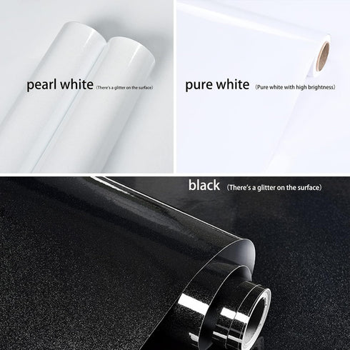 Glossy White Wallpaper peel and Stick Wallpaper Shiny Self Adhesive Removable Wallpaper,15.8" X 197"Waterproof Countertop Paper White Contact Pape...