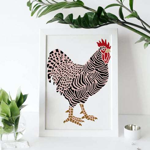 2 Pcs Large Layering Coloring Dominique Chicken Stencil for Painting 11.7×8.3 inches Reusable Layered Painting Stencils for Painting on Wood, Canv...