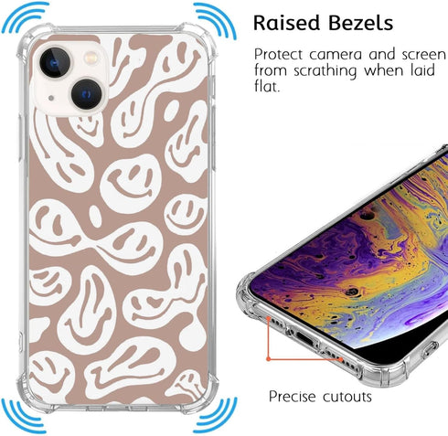 Trippy Smile Face Phone Case for iPhone 13, Cute Funny Melted Face Beige Case for Girls Women Boys Men, Unique Trendy TPU Bumper Case for iPhone 1...