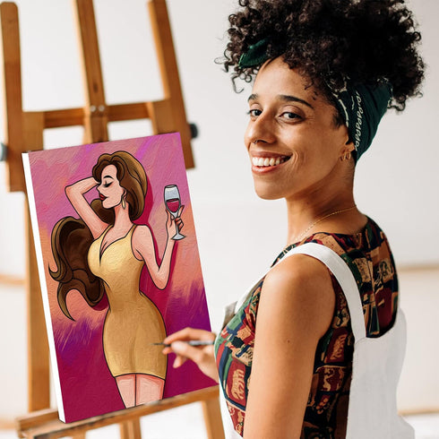 Nuberlic Pre Drawn Canvas for Painting for Adults, Paint and Sip Kit, Sexy Woman Canvas Painting Kit, 8x10 Stretched Canvas for Party Supplies, Re...