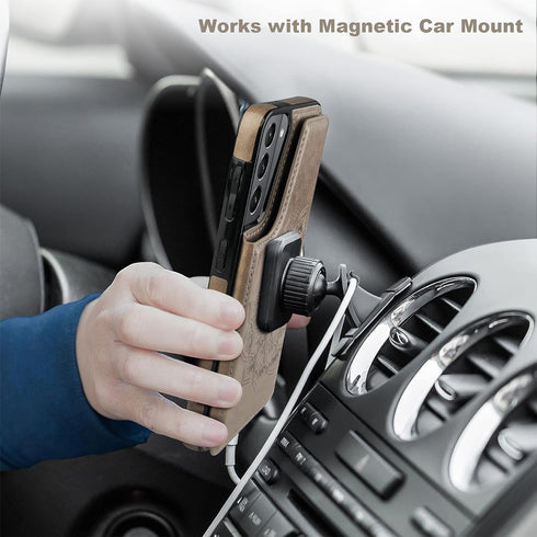 Vaburs for Galaxy S21 Wallet Case with Card Holder, Embossed Mandala Pattern Premium PU Leather Double Magnetic Buttons Flip Protective Case for S...