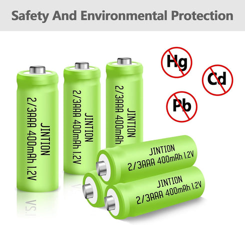JINTION NIMH 2/3AAA Rechargeable 2/3 AAA Batteries 1.2V 400mAh Rechargeable Battery Batteries Button Top 5 pack(They are not AAA Size Batteries)...