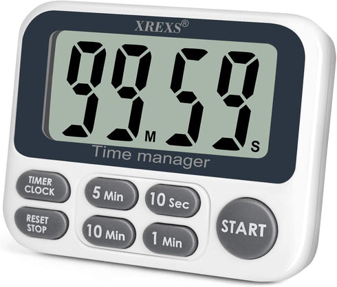 XREXS Digital Kitchen Timer, Magnetic Countdown Up Cooking Timer Clock with Large LCD Display, Adjustable Volume, Loud Alarm & Strong Magnet Class...