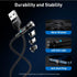 Magnetic Charging Cable 5-Pack (1.6/3.3/3.3/6.6/6.6FT), 540° Rotating Magnetic Phone Charger Cable with LED Light for Micro USB, USB C and i-Produ...