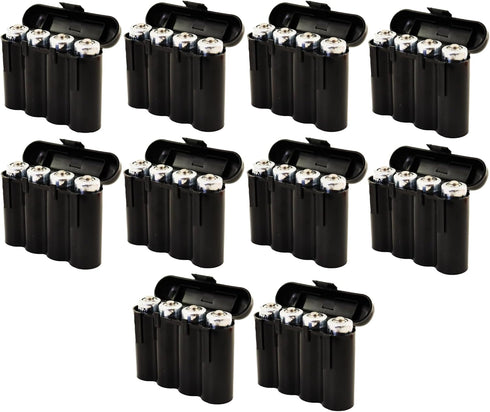 10 Pack AA/AAA / CR123A Black Battery Holder Storage Cases...