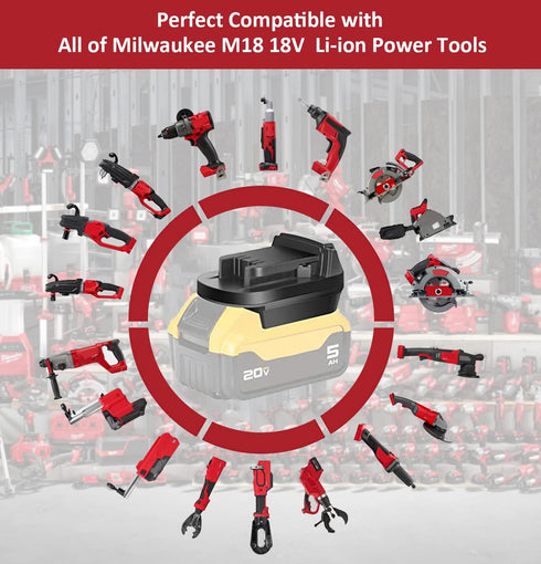 DW18ML DL18ML Battery Adapter Converter for Dewalt to Milwaukee Battery,for Dewalt 20V Lithium Battery Convert to Milwaukee M18 Lithium Battery...