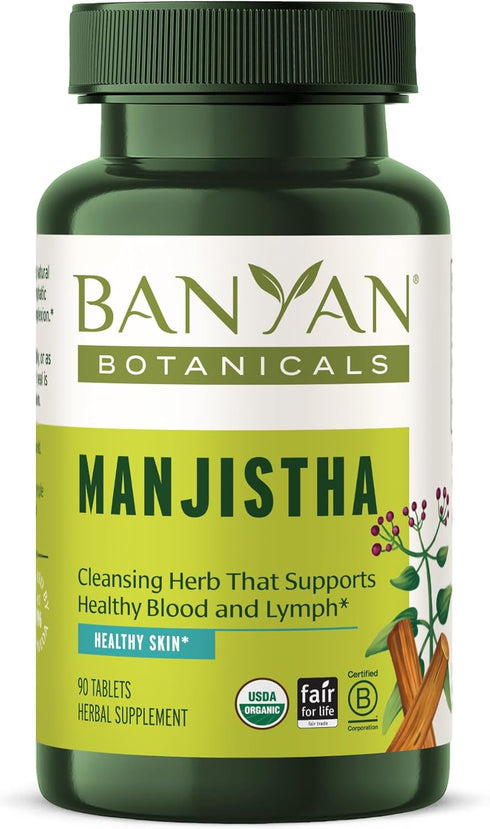 Banyan Botanicals Manjistha Tablets – Organic Skin Supplement – Natural Blood Cleanse & Healthy Lymphatic System Support* – 90 Tablets – Non-GMO S...