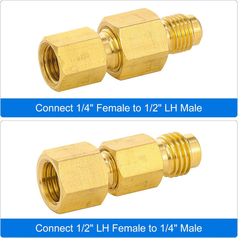 R1234YF Refrigerant Tank Adapter, R1234YF Vacuum Pump Adapter Fitting, R12 to R1234YF Adapter with 1/2 LH to 1/4 Flare for Refrigeration System...