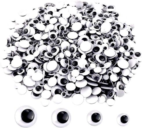 UPINS 1500 Pcs Black Wiggle Googly Eyes Stickers with Self-Adhesive, 6mm 8mm 10 mm 12mm Mixed Packaging...