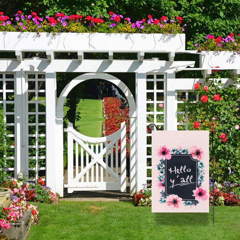SICOHOME Hello Outside Décor for Yard Garden Flag 12.5"x 18" Spring Summer Flag for Farmhouse Outdoor Decor Double Sided Burlap Yard Flag...
