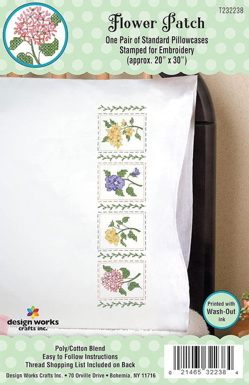 Tobin Flower Patch Stamped for Embroidery Pillowcases 20" x 30"......