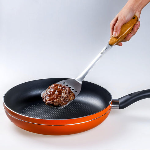 Deiss PRO Metal Spatula with Comfortable Wooden Handle - Kitchen Turner for Scraping, Turning Meat, Mixing Scrambled Eggs - Heat Resistant, Fish, ...
