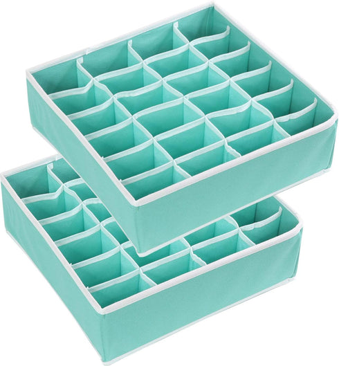 Simple Houseware 2 Pack Closet Sock Organizer, 24 Cell Drawer Divider, Turquoise...