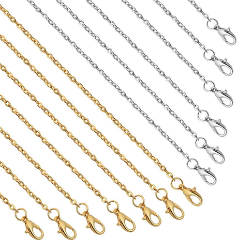Lemonkey 24 Pack Necklace Chains Bulk,Gold and Silver Plated DIY Cable Link Chains for Jewelry Making 20 Inches...