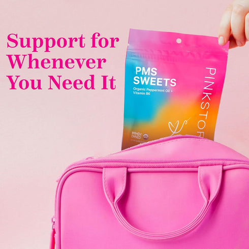 Pink Stork Organic PMS Support Sweets for Teens and Women - Simple & Natural Ingredients Vitamin B6 and Peppermint - Period, Digestion, Bloating, ...