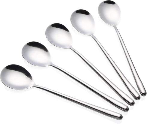 Stainless Steel Soup Spoons Long Handled Spoons Silver Pack of 5...