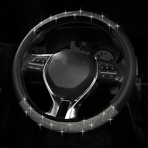 Bling Steering Wheel Cover, Bling Crystal Rhinestone Car Steering Cover Universal 14.2-15.3 inch Glitter Car Wheel Cover Sparkling Accessories for...