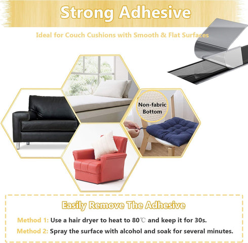 KAEGREEL Couch Cushion Non Slip Pads to Keep Cushions in Place, Multi-Purpose Adhesive Hook and Loop Tape for Sofa Mattress Rugs Furniture with Sm...