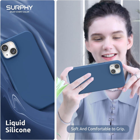 SURPHY (4 in 1 Designed for iPhone 14 Case Compatible with MagSafe (6.1 inch, 2022), with 2 Pack Screen Protector + Camera Cover, Liquid Silicone ...