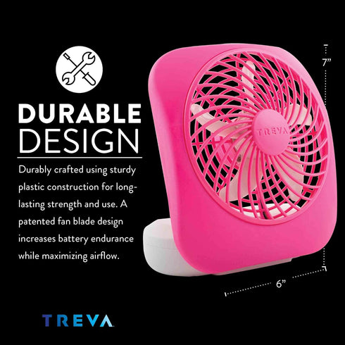 O2COOL Treva 5 Inch Battery Powered Fan Portable Desk Fan 2 Cooling Speeds with Compact Folding & Tilt Design Cubicle Accessories Small Portable (...