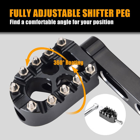 Sresk MX Style Anti-Skid Gear Knurled Shifter Peg for H-D Harley Motorcycle Shift Peg 360 Degree Roating for Touring Street Glide Sportster 883 12...