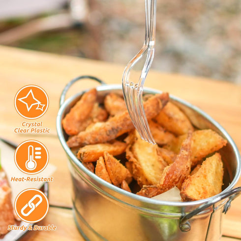 POSATE Heavy Duty Plastic Forks, Clear Disposable, Pack of 60...